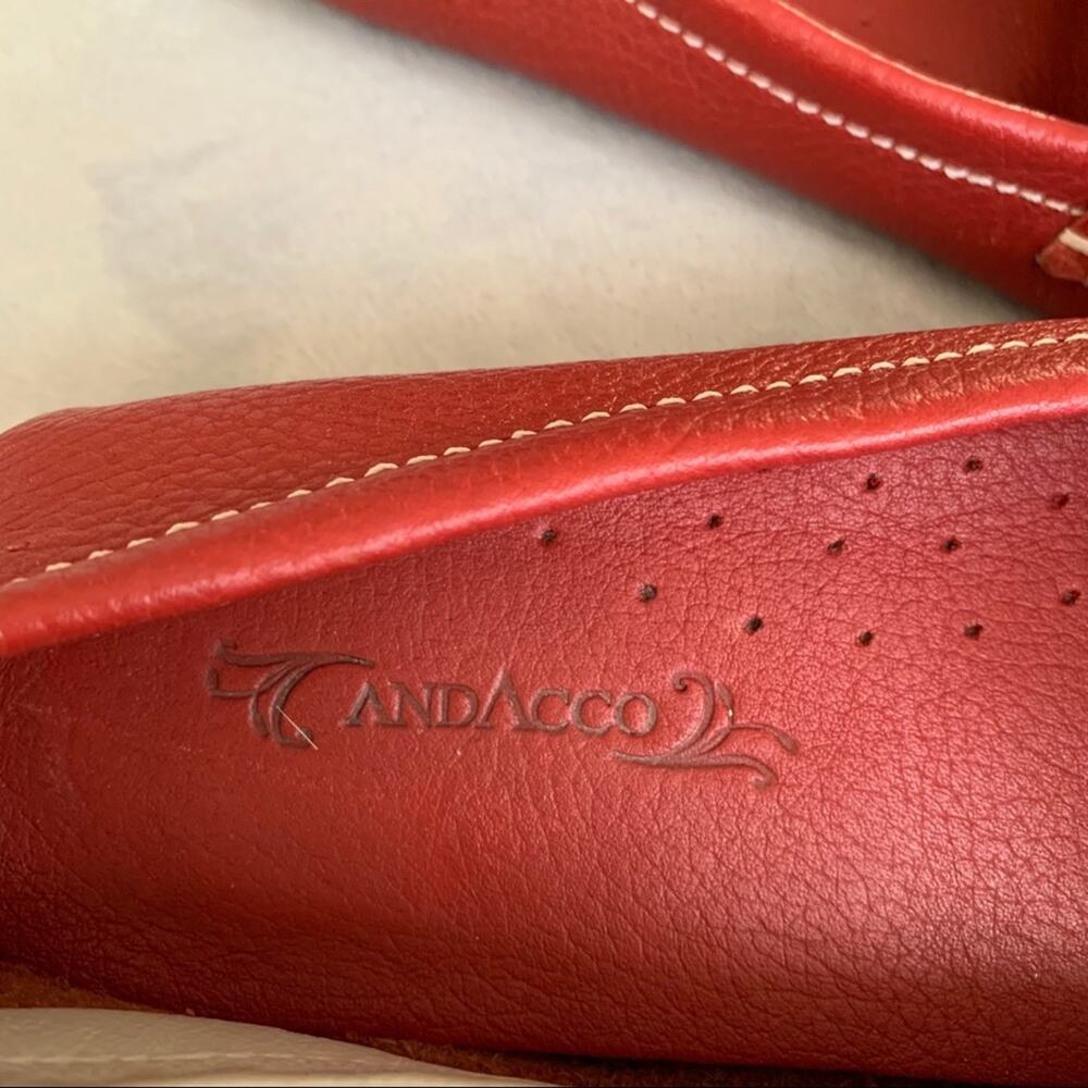 Andacco Isabella Red Brazilian Leather Loafers Size 6 - Picture 3 of 8